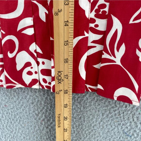 Ivy Jane Skirt 12 Red White Leaf Floral Pleated Hem A Line Everyday Casual Boho - Picture 8 of 9